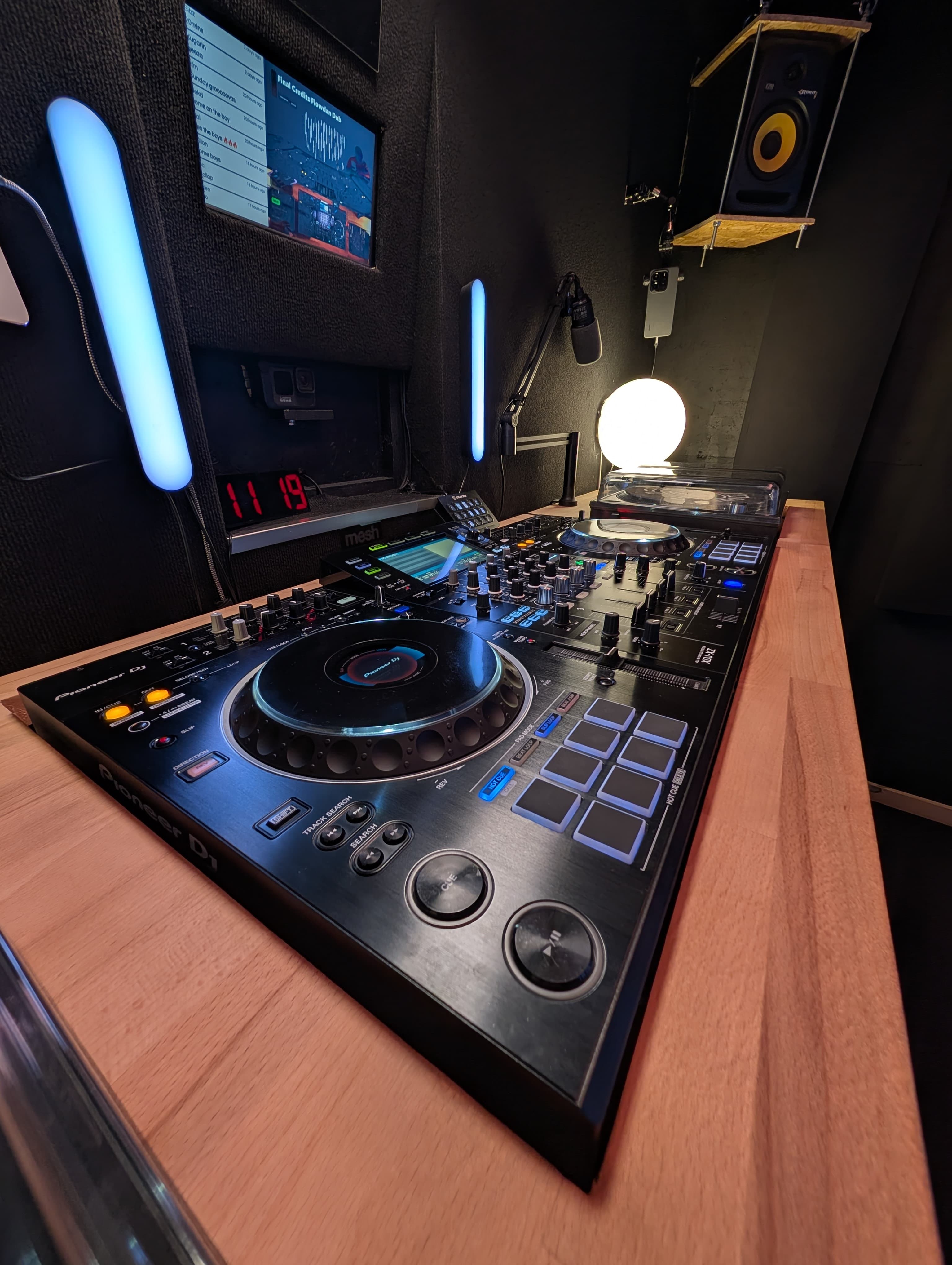 Pioneer DJ equipment inside the Mesh Radio studio