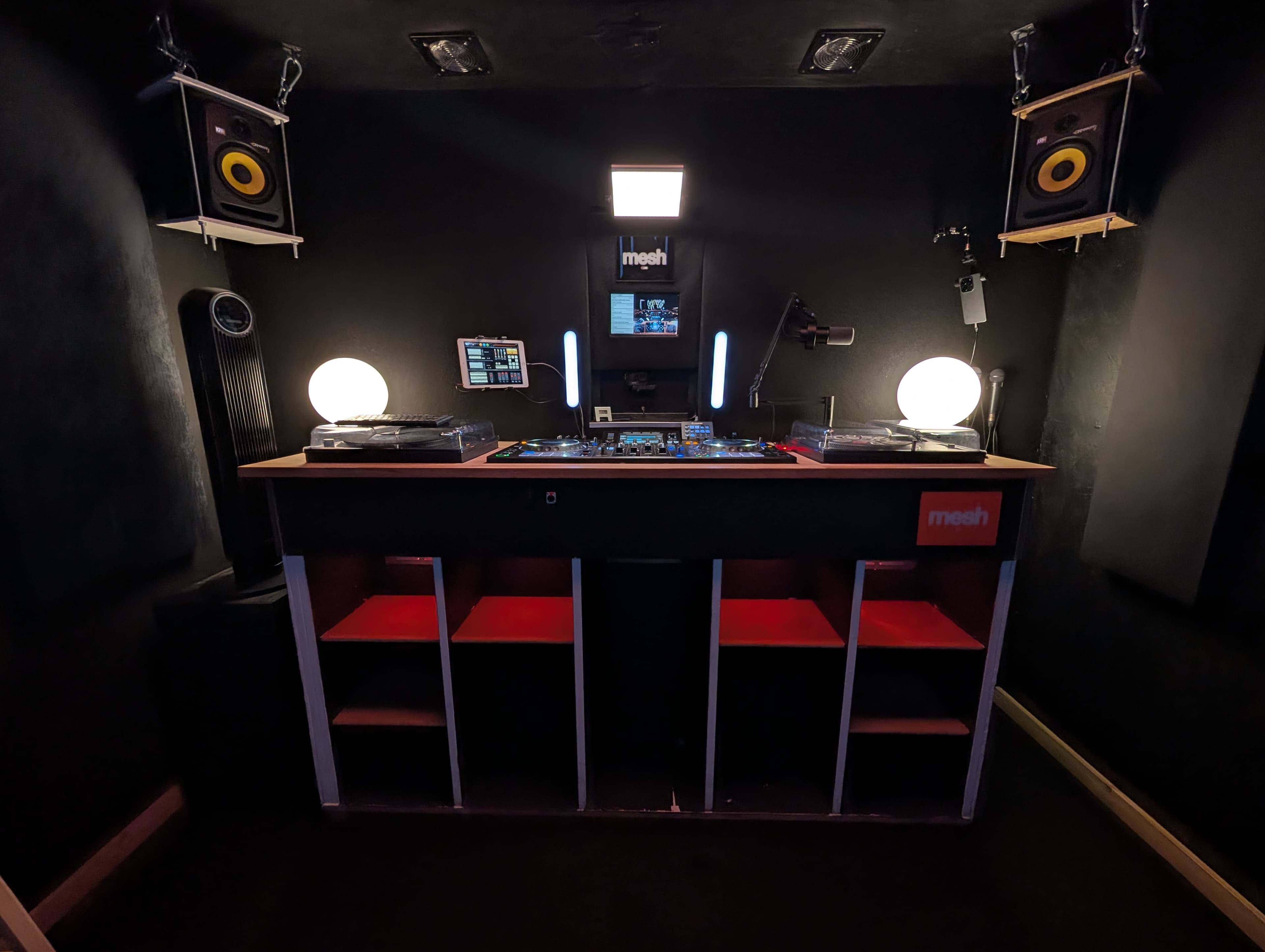 Full view of the Mesh Radio studio setup